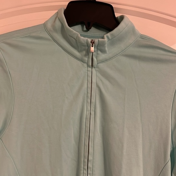 PETER MILLAR women’s size large light blue long sleeve 100% cotton fulll zip  up - Picture 5 of 10